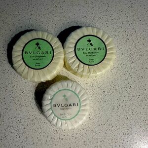 Assorted Bvlgari green tea soaps.